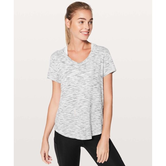 Lululemon Meant To Move Tee S/S Womens Size 10 Tiger Space Dye Black White - Picture 1 of 9